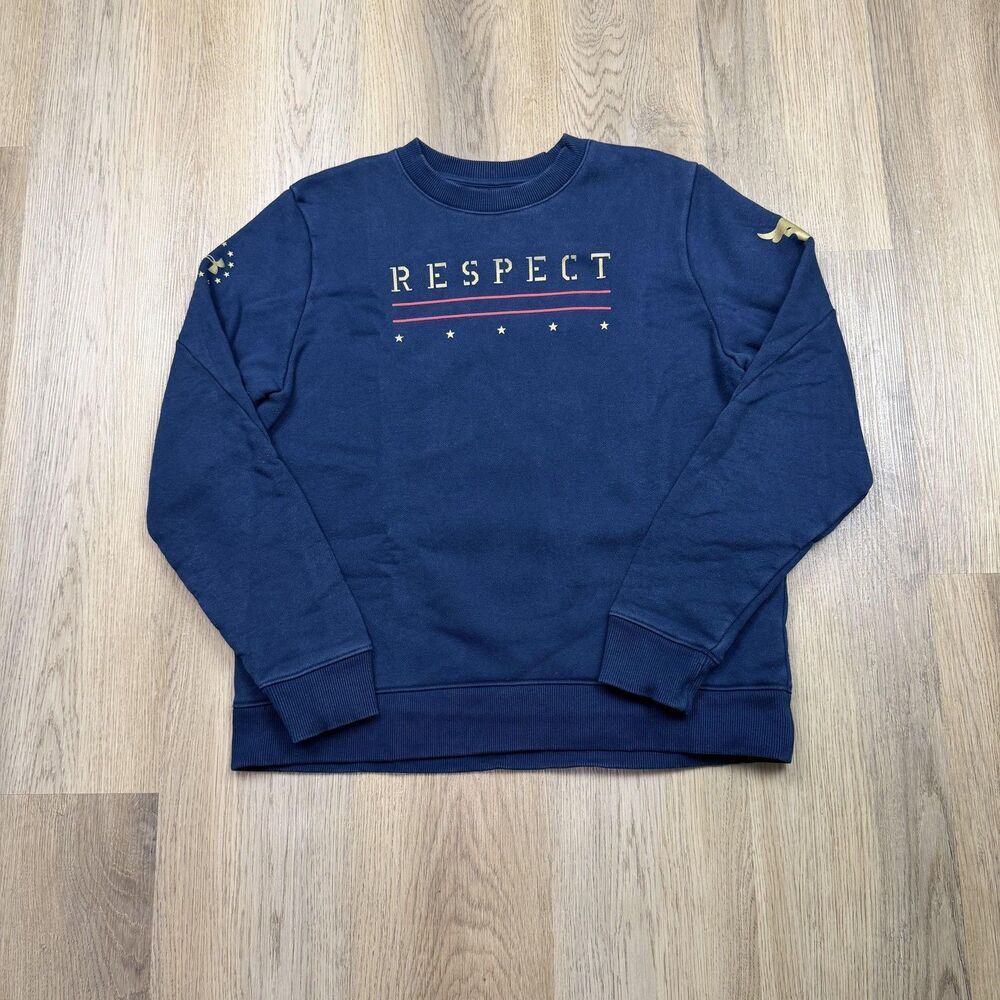 Under Armour Sweatshirt Womens Large Blue Project Rock Respect Graphic Fleece
